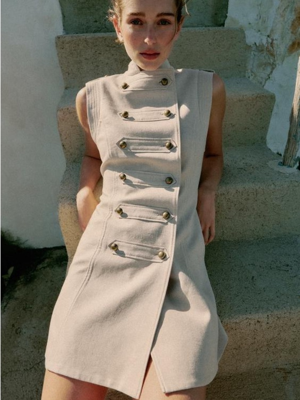 ZARA LINEN MINI DRESS WITH BUTTON FASTENING - Picture 4 of 16